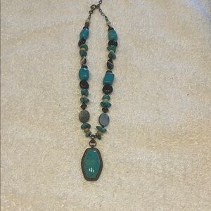Chic Turquoise and Black Beaded Necklace